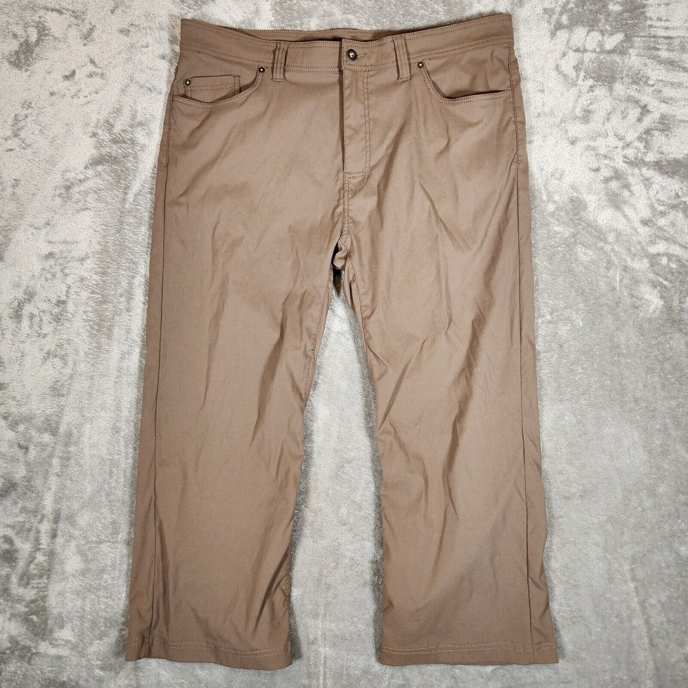 Prana Pants Mens 40X25 (Tag 40X30) Brown Brion 5 Pocket Water Resistant Hiking